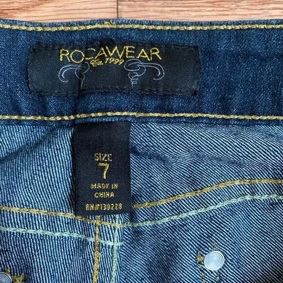 Rocawear Womens Skinny Fit Embroidered Denim Jeans Size 7 Blue Stretch Cotton - Picture 6 of 6